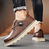 baratos Sapatos Casuais Slip-On-sapatos de trabalho casuais marrons masculinos – sola antiderrapante durável, fecho de trava fácil, design de cano baixo confortável para uso diário, escritório e atividades ao ar livre