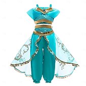 cheap Girl's Dress Up Costumes-Book Week 2026 Aladdin and the Magic Lamp Fairytale Princess Jasmine Theme Party Costume Dance Costumes Girls' Movie Cosplay Halloween Carnival Masquerade World Book Day Costumes
