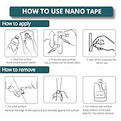 abordables Fournitures pour la maison-Lot de 2 rubans adhésifs double face nano 16,5 pieds, ruban de montage adhésif très résistant, transparent &amp;Ruban adhésif résistant pour affiches murales, bandes de suspension d'images multi-usages