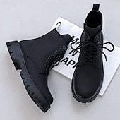 Svarte herrestøvler med snøring og glidelås på siden til kamp, slitesterkt kunstskinn, militærinspirert stil for utendørs-, arbeids- og streetwear-mote billige Arbeidsstøvler-Svarte herrestøvler med snøring og glidelås på siden til kamp, slitesterkt kunstskinn, militærinspirert stil for utendørs-, arbeids- og streetwear-mote