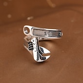 رخيصةأون الهدايا-خاتم مفتاح ربط عتيق للرجال، خاتم مفتوح قابل للتعديل على طراز البانك الرجعي، مجوهرات بتصميم مفتاح ربط ريفي لراكبي الدراجات النارية وإكسسوارات الموضة