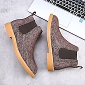 economico Stivali Chelsea-stivali chelsea da uomo color cachi, stile casual e leggero alla caviglia con soffietti elastici, per l'ufficio, le uscite del fine settimana e il comfort quotidiano