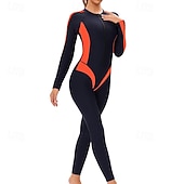 お買い得  ワンピースラッシュガード-女性用 ラッシュガード 全身水着 ダイブスキンスーツ パッチワーク UPF50+ 速乾性 高弾性 長袖 スイムウェア サーフィン 潜水 シュノーケリング 夏