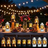 billige Campinglys og lykter-6/12 stk. jul retro LED-stearinlys kreativ oljelampe halloween ornamenter ferie camping bærbar nattlys bryllup bursdag atmosfære dekorasjon