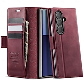 cheap Samsung Cases-Phone Case For Samsung Galaxy Z Fold 7 Magnetic Adsorption Wallet Case Magnetic Full Body Protective Kickstand TPU PU Leather