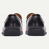 economico Mocassini in pelle premium-mocassini da uomo in vera pelle color bordeaux: classiche scarpe eleganti slip-on con stampa goffrata per ufficio, feste e occasioni formali