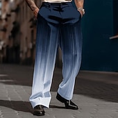 Herre Nyanse Dressbukser Medium Midje Business Casual Formell utendørs Hverdag Glidelås Lomme Bukser med rett ben Sommer Vår Høst 3D-utskrift Svart Vin Blå billige Løs-Herre Nyanse Dressbukser Medium Midje Business Casual Formell utendørs Hverdag Glidelås Lomme Bukser med rett ben Sommer Vår Høst 3D-utskrift Svart Vin Blå