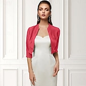 economico impacchi per gli invitati al matrimonio-Wrap Bolero da Donna Scialle della Madre Cappotti  Giacche di Base Elegante a Manica 3/4 Wrap in Chiffon per Ospiti ai Matrimoni con Colore Puro per Festa Serale in Primavera e Estate per fare colpo