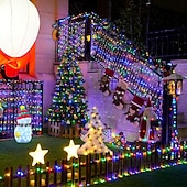 abordables Guirlandes lumineuses à piles-Lot de 2 guirlandes lumineuses à 200 LED, 20 m/66 pieds, pour Noël, Halloween, mariage, fête, festival, décoration intérieure et extérieure, avec boîtier à piles étanche AAA et télécommande