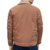 economico Giubbotti Casual-Per uomo Giacca Invernale Giacca in Velluto a Coste Giacca in Pile Giacca Casual Vacanza Quotidiano Calore Termico Tasca Pile Inverno Semplice Moda Streetwear Bavero Regolare Nero Verde chiaro Blu