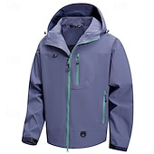economico giacca sportiva-Per uomo Giacca da Esterno Impermeabile Giacca da Escursionismo Vacanza Quotidiano Impermeabile Antivento Tasca Autunno Inverno Semplice Moda Classico Con Cappuccio Regolare Nero Verde chiaro Azzurro