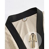 billiga Pyjamas-Herr Pyjamas Sovkläder Badrock Slät Mode Stylish Klassisk Hem Dagligen Säng Polyester Komfort Mjuk V-hals Långärmad Ficka Inkl. bälte Vår Höst Svart Vit