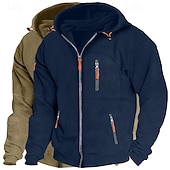 abordables Sweat à capuche en polaire-Homme Sweat à capuche Sweat à capuche zippé intégral Sweat à capuche en polaire Sweat à capuche doublé en polaire Noir + gris clair Bleu marine + noir Vin + gris foncé Vin+Noir Vert + Kaki À capuche