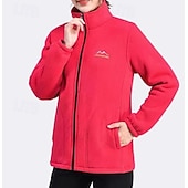 abordables Hauts de yoga-Veste polaire Femmes Top manche longue Col montant Doux Chaud Avec Poches Salle de sport Course Fitness Des sports Tenues de Sport Noir Rouge