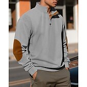 baratos Suéteres básicos-Homens Moletom Preto Verde Claro Verde Tropa Azul Marinha Azul Henley Bloco de cor Patchwork Desportos e Ar livre Diário Feriado Poliéster Roupa de rua Básico Casual Primavera Outono Roupa Moletons