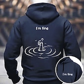 abordables sweats à capuche 3d pour hommes-Hoodie graphique pour homme "Je vais bien" humour sarcastique pouces levés mode de vie à manches longues