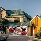 cheap Christmas Garage Door Covers-Christmas Tapestry Garage Door Cover Large Hanging Backdrop Santa Claus Cute 3D Party Outdoor Holiday Shooting Backgrounds Yard Home Decor