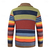 billiga cardigan tröja för män-Herr Cardigan Tröja Beskuren tröja Stickad tröja Ribbad Sticka Vanliga toppar Knappar Rand Sjalslag Mode Klassisk Semester Dagliga kläder Kläder Höst Vinter Vinrött M L XL