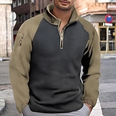 Men's Sweatshirt Fleece Sweatshirt Quarter Zip Sweatshirt Army Green Navy Blue Half Zip Color Block Patchwork Sports & Outdoor Daily Holiday Polyester Streetwear Basic Casual Fall Winter Clothing4