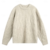 preiswerte Herrenpullover-Herren Pullover Strickpullover Gerippt Stricken Normale Oberteile Gestrickt Einfach Rundhalsausschnitt Mode Basic Urlaub Alltagskleidung Bekleidung Herbst Winter Rote Grün M L XL