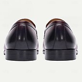 preiswerte Loafer aus hochwertigem Leder-Burgunderrote Pennyloafer für Herren – klassische Slip-On-Abendschuhe mit runder Spitze für Business, Büro und formelle Anlässe
