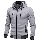 baratos hoodies básicos dos homens-Homens Moletom Full Zip Hoodie Preto Vermelho Cinza Claro Cinzento Escuro Com Capuz Tecido Patchwork Desportos e Ar livre Casual Diário Roupa de rua Legal Roupa de Esporte Primavera &amp; Outono Roupa