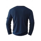 cheap Men's Casual T-shirts-Men's T Shirt Tee Tee Top Long Sleeve Shirt Long Sleeve Henley Spring Fall Plain Fashion Designer Basic Pockets 2 in 1 Vacation Street Going out Navy Blue Top Tee for Men