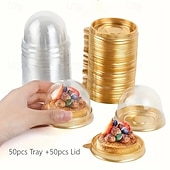 levne Kuchyňské náčiní a pomůcky-50ks průhledných krabiček na dezerty, stylové balení na dorty, sladkosti a čokolády, ideální pro svatby, sváteční oslavy, vánoční a halloweenské dárky.