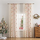 billiga Julkök-Julbroderade utskurna gardiner, julgardiner för vardagsrum och sovrum, färdiga i europeisk-amerikansk stil