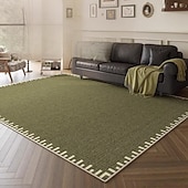 baratos Tapetes-Tapete vintage verde francês, tapete luxuoso para sala de estar, tapete elegante para cabeceira de quarto, tapete grande resistente a manchas e fácil de limpar