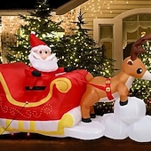 economico luci di Natale all&#039;aperto-slitta di Babbo Natale con renne e luci a LED gonfiabile modello ad aria per interni ed esterni cortile prato atmosfera festiva decorazione oggetti di scena spina UE/USA/Regno Unito/Australia 1,8 *