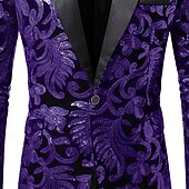 economico Abiti da festa-Per uomo Giacca blazer Collare di chiusura Moda Floreale Blazer Rosso Blu Viola Vestibilità aderente Monopetto Un Bottone