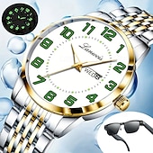 cheap Quartz Watches-The New Stainless Steel Digital Large Dial Fashionable Men'S Business Watch With Ipx7 Water Resistance Luminous Calendar Day Display Casual Quartz Watch Simple And Versatile Men'S Sports Wristwatch