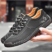 cheap Casual Lace-Up Shoes-Men's Brown Lace-Up Casual Shoes with Stitched Detailing, Comfortable Design for Daily Wear, Outdoor Adventures and Weekend Getaways