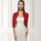 economico impacchi per gli invitati al matrimonio-Wrap Bolero da Donna Scialle della Madre Cappotti  Giacche di Base Elegante a Manica 3/4 Wrap in Chiffon per Ospiti ai Matrimoni con Colore Puro per Festa Serale in Primavera e Estate per fare colpo