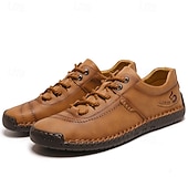 cheap Casual Lace-Up Shoes-Men's Brown Lace-Up Casual Shoes with Stitched Detailing, Comfortable Design for Daily Wear, Outdoor Adventures and Weekend Getaways