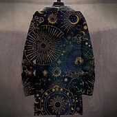 Χαμηλού Κόστους ανδρικό φλις μπουφάν-Ανδρικά Βίκινγκ Χειμερινό παλτό Μπουφάν fleece Παλτό Διατηρείτε Ζεστό Άνετο Βίντατζ Causal Καθημερινά Ρούχα Φερμουάρ Τσέπη 3D εκτύπωση Φθινόπωρο Χειμώνας Με Κουκούλα Μακρυμάνικο Μαύρο