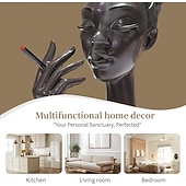 billiga Skulpturer-huvud rökelse brännare svart kvinna, svart dam huvud doft brännare svart kvinnor huvud, huvud rökelse brännare svart kvinna, huvudet rökelse hållare för olika miljöer