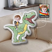 billige Personlige tekstiler-personlig ansiktspute med bilde, tilpassede barneputer med dinosaurridning, bursdagsgaver til gutter, morsom stygg pute, spesialformet pute, utstoppet dinosaur