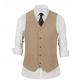 preiswerte Herrenweste-Herren Weste aus Wildlederimitat Weste Gilet Urlaub Party Geschäft Mode Lässig Frühling Herbst Tasche Knöpfe Polyester Bequem Einfach Einreihig Ein-Knopf V Ausschnitt Normale Passform Schwarz