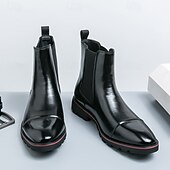 levne Boty Chelsea-Pánské hnědé chelsea boty z umělé kůže – klasické kotníkové boty s kulatou špičkou a pohodlnou podrážkou, stylové společenské boty do práce, na obchodní akce a formální příležitosti.