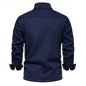 preiswerte Lässige Jacken-Herren Waffeljacke Fleecejacke Cargo-Jacke Freizeitjacke Urlaub Täglich Warm Tasche Herbst Winter Einfach Mode Klassisch Revers Regulär Schwarz Weiß Marineblau Blau Khaki Jacken