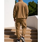 economico Tute da ginnastica-Per uomo Tuta da 2 pezzi Set di tute in pile Abiti da salotto Cerniera a un quarto Tinta unita Completo Abbigliamento Autunno &amp; Inverno Nero Bianco All&#039;aperto Viaggio Sportivo cascante Caldo Manica