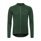 billige Herretrøyer-Herre Sykkeltrøyer Ren farge Langermet Sykkel Jersey Sportsklær Topper med 3 baklommer Fjellsykling Veisykling Utendørs Tilbake Lomme Fritid / hverdag Pustende sport Hvit Mørkegrønn Oransje Klær