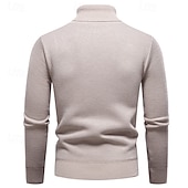 preiswerte Herrenpullover-Herren Pullover Strickpullover Gerippt Stricken Normale Oberteile Gestrickt Einfach Rollkragen Mode Basic Urlaub Alltagskleidung Bekleidung Herbst Winter Wein Schwarz S M L