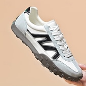 abordables Baskets-Baskets à lacets en similicuir pour homme, chaussures de sport rétro pour l&#039;extérieur – confortables pour la marche, l&#039;entraînement et le style décontracté