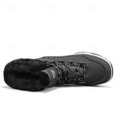 baratos Inverno e botas de neve-Botas de neve masculinas acolchoadas à prova d'água com gola de pele, calçados casuais quentes para caminhada ao ar livre no inverno