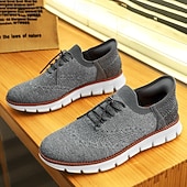 economico Sneakers Casual-scarpe da ginnastica Oxford traspiranti da uomo in maglia – scarpe casual leggere con finiture in pelle di vacchetta per camminare, indossare ogni giorno e viaggiare