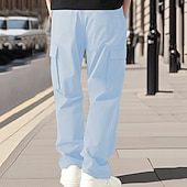 preiswerte Cargohosen-Herren Cargo-Hosen Hose Kordelzug Elastischer Bund Mehrere Taschen Einfach tragbar Outdoor Täglich Campen und Wandern Mode Klassisch Schwarz Weiß