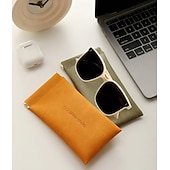 cheap Storage &amp; Organization-Snap Closure Leather Organizer Pouch Portable Sunglasses Case Simple Solid Color Eyewear Holder Automatic Closing Glasses Bag Unisex Leather Clutch Protective Storage Pouch For Men Women